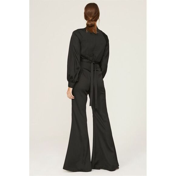 Ieena for Mac Duggal Women's Black Wide Leg Jumpsuit Size 0 Long Sleeve - Picture 4 of 12